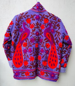 Handcrafted Breathable Eco-Friendly Purple Cotton Quilted <b>Jacket</b> Women Traditional Suzani Crewel Embroidery Winter <b>Blazer</b> - Product Image 3