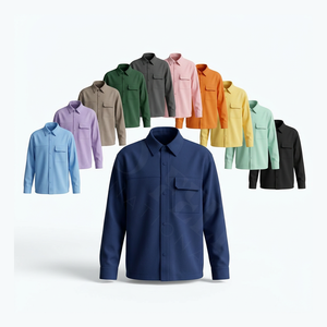 Chemise habillée décontractée à manches longues boutonnée de haute qualité, style streetwear professionnel, avec poche poitrine surdimensionnée et tissu doux - Product Image 1