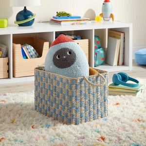 Rectangular Paper <b>Basket</b> Wicker <b>Storage</b> Bin Decorative Organizer <b>Basket</b> <b>With</b> Handles For Laundry <b>Shelf</b> Home <b>Storage</b> Solution - Product Image 3