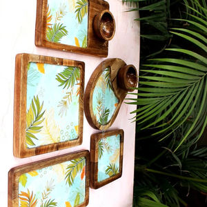 Venta al por mayor de platos redondos de madera con patrón floral elegante impreso mejor precio bandeja de servicio para encimera y Catering por FWE - Product Image 1