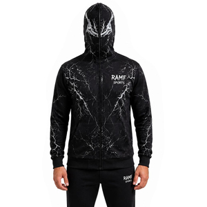 Sweat-shirt à capuche unisexe décontracté épais avec patchwork araignée et applique brodée, 100 % coton molletonné respirant, pull d'automne - Product Image 3