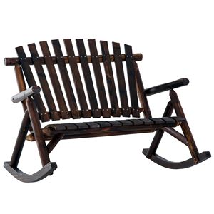 Sedia a dondolo classica in legno carbonizzato con schienale alto, resistente, per giardino, per serenità e relax, arredo da esterno - Product Image 1