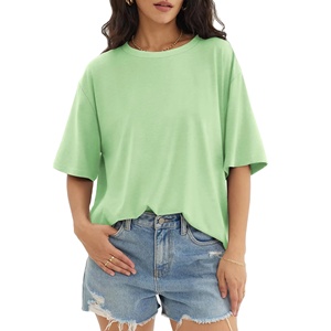 100% algodón Boxy Fit camiseta de verano para mujer de alta calidad Oversize Baggy Drop Shoulder Dtg camiseta de color - Product Image 1