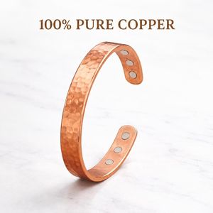 Hammered Pure Copper Magnetic <b>Bracelet</b> Adjustable Cuff for Men & Women 100% Solid Copper <b>Healing</b> Jewelry Gift - Product Image 1