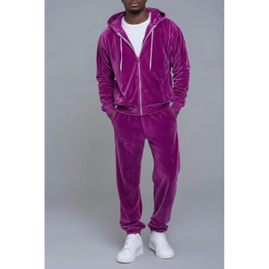 Survêtements personnalisés en velours imprimé pour hommes, 100% coton, avec cordon de serrage, pantalon de jogging, ensemble de survêtement 2 pièces - Product Image 5