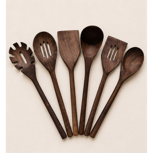 Ensemble d'ustensiles de cuisine en bois de noyer noir au design moderne, outils de cuisine résistants à la chaleur, écologiques, 4 pièces, spatules, cuillères - Product Image 1