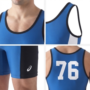Combinaison de lutte bleu roi pour hommes - Combinaison une pièce sans manches en polyester et élasthanne pour athlètes de club scolaire OEM - Product Image 4