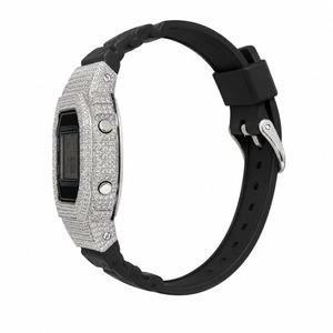 Luxury Digital <b>Watch</b> Women Stainless Steel Case Rhinestone Rectangle Dial Silicone Band - Product Image 5