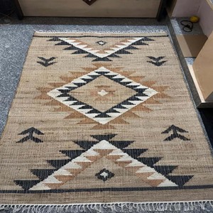 Handmade Modern Jute Area <b>Rug</b> Natural Woven <b>Boho</b> Kilim Carpet Solid Color Extra Thick PET Friendly Reversible Office Decor - Product Image 1