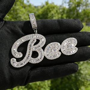 Rose Gold Plated Moissanite Letter <b>Pendant</b> Baguette Cut Channel Setting Luxury Themed Charm Everyday Wear <b>Initial</b> Letter <b>Pendant</b> - Product Image 6