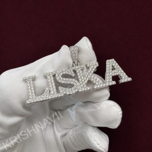 925 Silver Handmade VVS Moissanite <b>Custom</b> <b>Name</b> Pendant Iced Out Personalized Alphabet Letter <b>Necklace</b> Hip Hop Jewelry Gift - Product Image 4