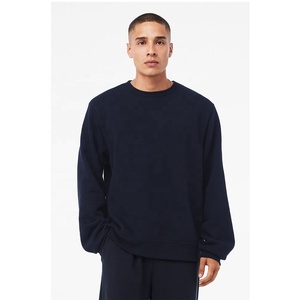 Sudadera con cuello redondo de algodón liso para hombre, Jersey masculino de gran tamaño con estampado de logo en blanco - Product Image 1