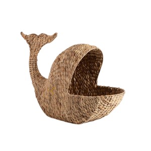 Cesta de Almacenamiento de Jacinto de Agua con Forma de Ballena, Organizador de Juguetes Tejido con Forma de Animal, Contenedor Bonito para Guardería con Temática Marina, Cesto Natural - Product Image 4