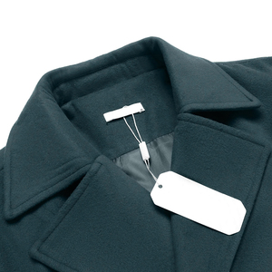 Classic Button Closure <b>Men's</b> Wool Jacket <b>Men's</b> Long Peacoat Deep Blue Green Color Slim Fit Thick Winter Windproof <b>Pea</b> <b>Coat</b> - Product Image 5