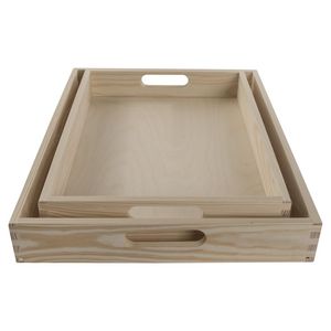 Plateau de service rectangulaire unique en bois, fait main, design minimaliste, en bois massif, pour assiettes et plats, idéal pour les fêtes, outils de service - Product Image 2
