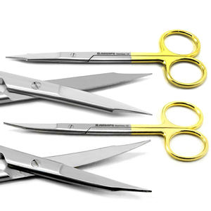 Juego de 2 Tijeras Quirúrgicas Manuales de Acero Inoxidable Goldman Fox TC Rectas y Curvas para Recortar Tejido Dental y Suturas - Product Image 1