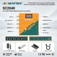 AVMATRIX SC2040 Convertidor Bidireccional 3G-SDI/HDMI con Escalado, Extensor de Fibra, Generador de Patrones de Prueba, Inserción/Sacreducción de Audio