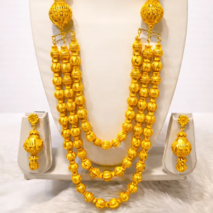 Conjunto de joyería de moda de estilo Comoras Mayotte Vintage chapado en oro de 24K, incluye collar de diamantes de cobre elegante, brazaletes, regalo para EE. UU. - Product Image 1