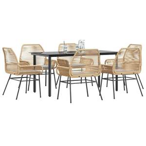 Conjunto de Comedor de Jardín Resistente para 6 Personas en Ratán PE Marrón, Muebles de Exterior Duraderos - Product Image 1