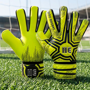 Gants de gardien de but de football jaunes professionnels avec paume en latex à forte adhérence et sangle de poignet réglable - Product Image 4