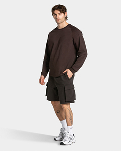Camiseta Deportiva de Manga Larga para Hombre, Color Sólido, Corte Holgado, Marrón Oscuro, Elástica, Transpirable, para Entrenamiento - Product Image 4