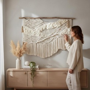 Décoration murale géométrique abstraite pour salon, macramé bohème, forme irrégulière - Product Image 2
