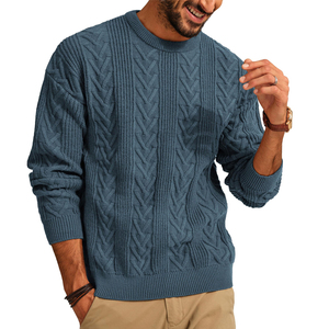Pull en laine tricoté à motif géométrique pour homme, haut de gamme, à manches longues, décontracté, pour l'hiver, pour homme d'âge moyen - Product Image 1