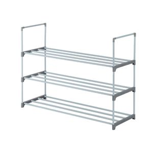 Scarpiera a 3 livelli in MDF, scaffale portaoggetti salvaspazio dal design semplice per camera da letto, ingresso, corridoio, armadio, colore grigio RT - Product Image 3