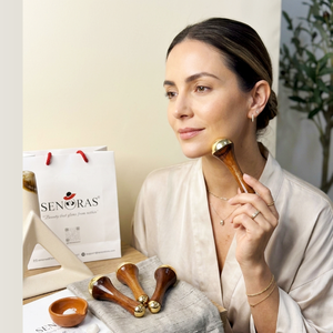 Senoras Bronze Dual Kansa Wands, outil de massage corporel manuel – Raffermissement de la peau pour le visage, le cou, le corps, les jambes, les bras et les pieds - Product Image 2