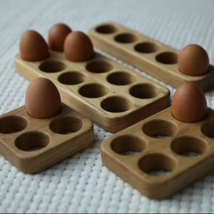 Plateau porte-œufs en bois fait main, support de rangement pour œufs en bois naturel pour la cuisine, la ferme et la décoration intérieure - Product Image 2