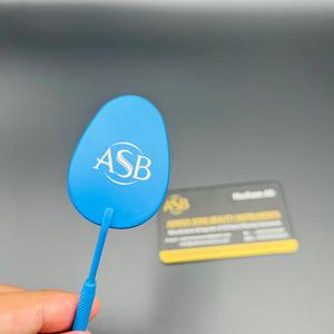Espejo de Pestañas Ovalado con Recubrimiento de Color Azul, Acero Inoxidable, Impresión de Logotipo Personalizado, Espejo de Inspección de Manicura con Punta Cuadrada, OEM - Product Image 2