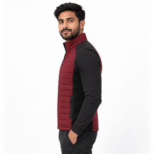 Men <b>Softshell</b> Hybrid <b>Gilet</b> Offers Flexible Side Panels Wind Resistant Comfort And Lightweight Protection For Outdoor Activities - Product Image 2