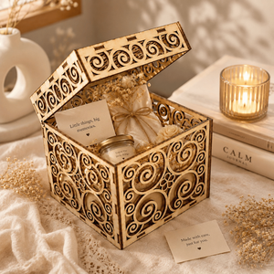 Premium 3mm Plywood Laser Cut Wooden Gift <b>Box</b> Design | DIY Decorative Storage <b>Box</b> for Handmade Gifts Packaging & Craft Projects - Product Image 3