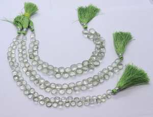 Cuentas facetadas de amatista verde natural en forma de corazón de 8-9 mm, cuentas sueltas de amatista en forma de corazón, 8 cuentas de amatista para la fabricación de joyería. - Product Image 6