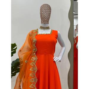 Conjunto de Traje de Fiesta para Mujer con Top-Pent y Dupatta con Borde de Encaje de Monedas - Product Image 1