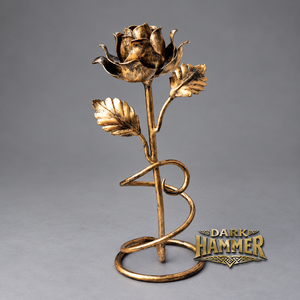 Sculpture décorative artisanale en métal antique en forme de rose – Art floral élégant avec motif de vigne courbée - Product Image 1