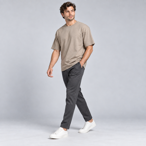 T-shirt basique pour homme 100% coton, manches courtes, col rond, coupe classique, imprimé devant, anti-plis, tricoté, décontracté - Product Image 5
