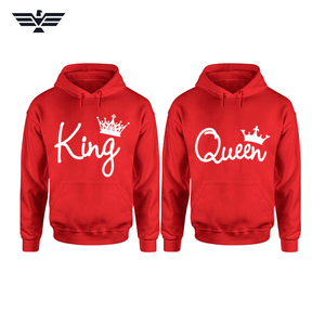 Sudaderas de Pareja con Estampado de Letras, Unisex, Gris, Felpa, con Bolsillo, 330g, Otoño, Modelo I'm Her King I'm His Queen - Product Image 6