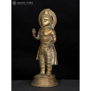 Escultura de Buda Tribal de 8 pulgadas hecha a mano en latón para regalar hecha en India - Product Image 4