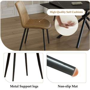 Moderno Set da pranzo rettangolare tavolo in pietra sinterizzata retrattile con 8 sedie in acciaio al carbonio nero struttura a croce - Product Image 6