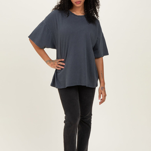 Polyester/Cotton Plus Size Eco-Friendly Breathable Washed T-<b>Shirt</b> Women Heavyweight Drop Shoulder Oversized Women Acid Wash Tee - Product Image 4