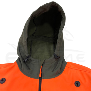 <b>Mens</b> Olive Green Softshell <b>Jacket</b> with Orange Panel Unisex Sport <b>Utility</b> OEM Hooded Waterproof Windproof Outdoor Hunting <b>Jackets</b> - Product Image 5