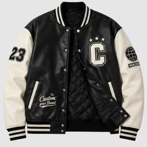 Chaqueta Bomber de Cuero Sintético PU para Hombre, Estilo Universitario, con Logotipo Personalizado Frontal, Diseño ODM, Ropa de Invierno al por Mayor - Product Image 3