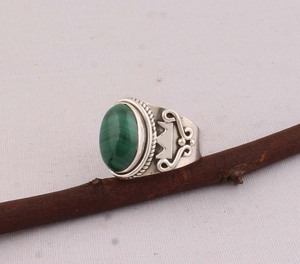 Vintage Malachite <b>Ring</b> 925 Sterling Silver Classic Antique Victorian Design Green Banded Gemstone Women's Artisan Jewelry Party - Product Image 5