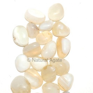 Pierre roulée d'agate blanche naturelle à rayures, pierre de guérison polie, pierre précieuse, pierre de poche, vente en gros, exportateur, fournisseur - Product Image 1