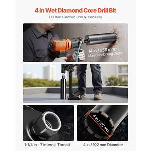 High-Precision 4 Inch Diameter Wet Diamond Core <b>Drill</b> <b>Bit</b> 14 Inch Drilling Depth 1-1/4 In-7 Internal Thread <b>for</b> <b>Concrete</b> <b>Masonry</b> - Product Image 2