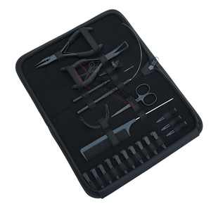 Kit d'outils pour extensions de cheveux noirs avec pinces à micro-anneaux, crochet de tirage, outil à boucle de fil, aiguilles à coudre et doigt de séparation - Product Image 1