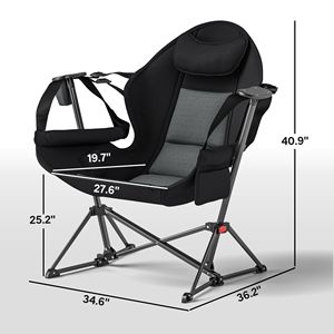 Set di 2 Sedie da Campeggio Pieghevoli con Schienale Regolabile, Seduta Imbottita e Portabicchieri, Colore Nero - Product Image 2