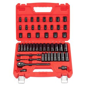 Set di 50 Pezzi di Chiavi a Bussola per Riparazione Auto, Attacco da 3/8 Pollici, con Bussole Profonde e Poco Profonde a 6 Punte, da 5/16 a 3/4 Pollici SAE e da 8 a 22 Pollici Metrici - Product Image 1