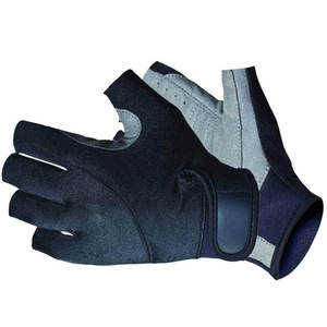 OEM High Quality Custom Logo Waterproof Leather Breathable <b>Boating</b> Sailing Gloves Short Finger Unisex <b>Hook</b> Loop Closure New - Product Image 1
